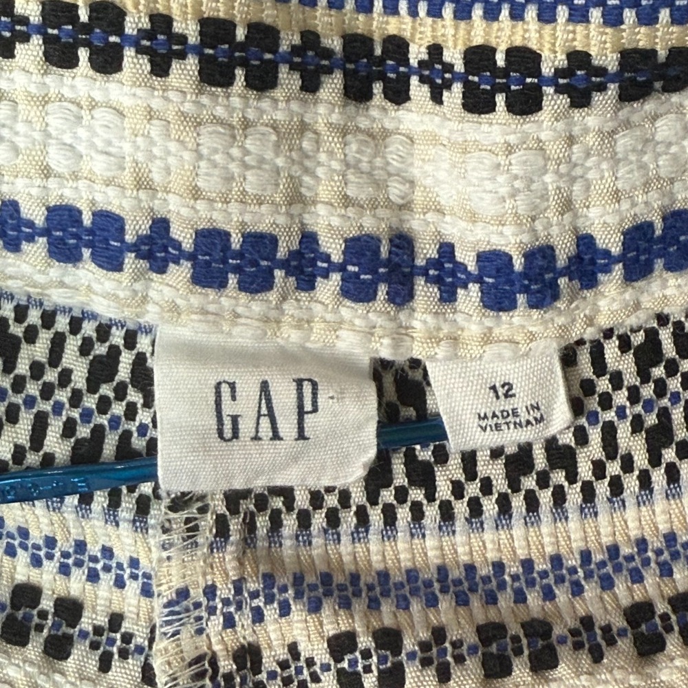 Gap Shorts Womens 12 Blue Black White Woven High Rise Side Zip Cotton Blend Boho - Picture 11 of 14